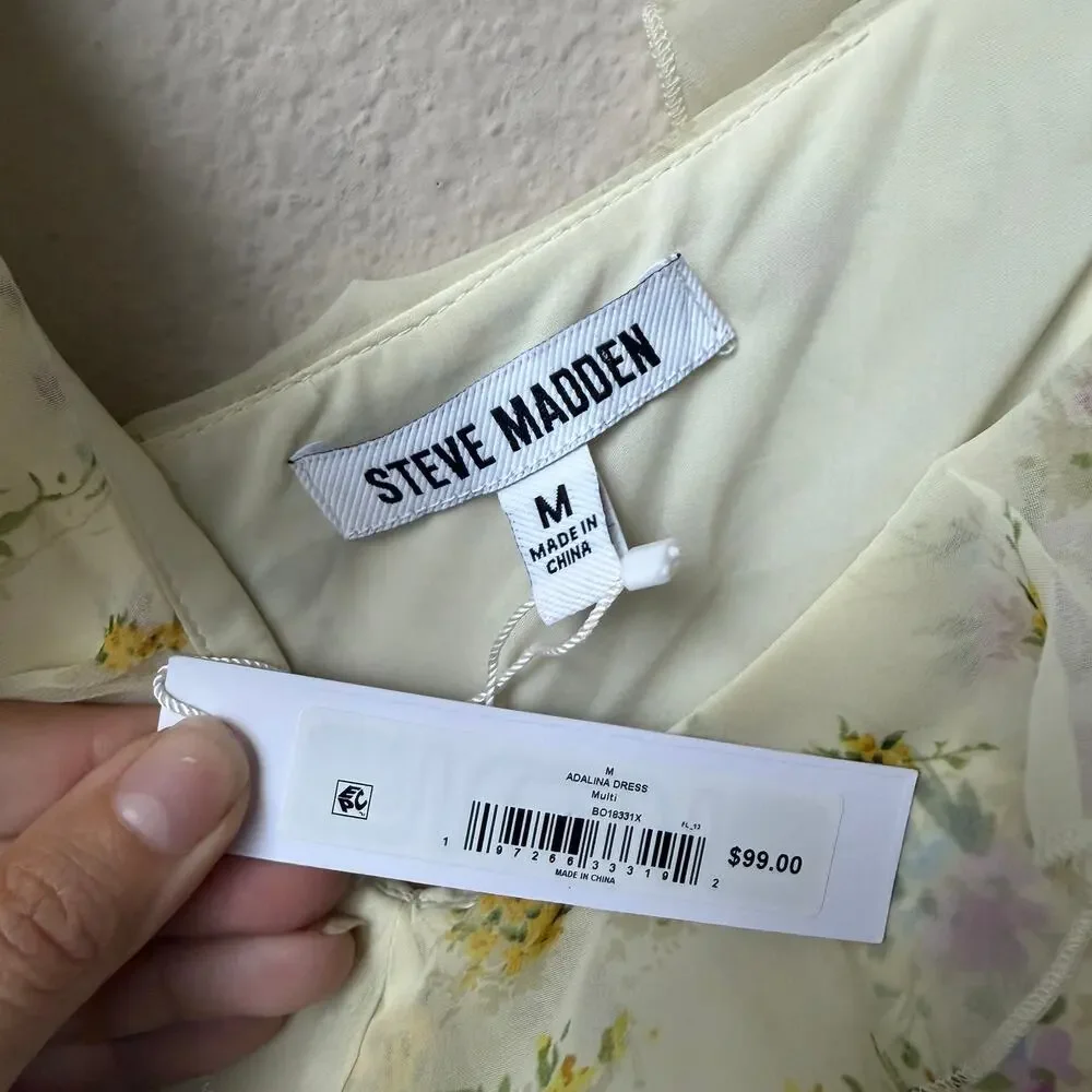 Steve Madden Adalina Butter Yellow Floral Ruffle Maxi Dress NWT Size M - Picture 4 of 7